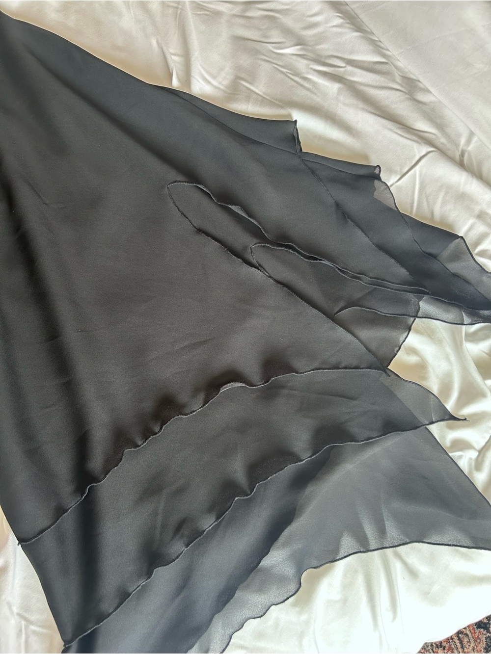 Vintage 90s/Y2K Gothic Black Layered Asymmetric Handkerchief Skirt - Picture 2 of 4